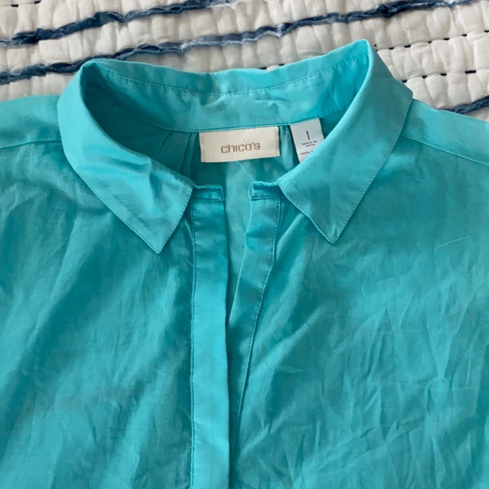 Semi sheer aqua tunic Chico’s size 1